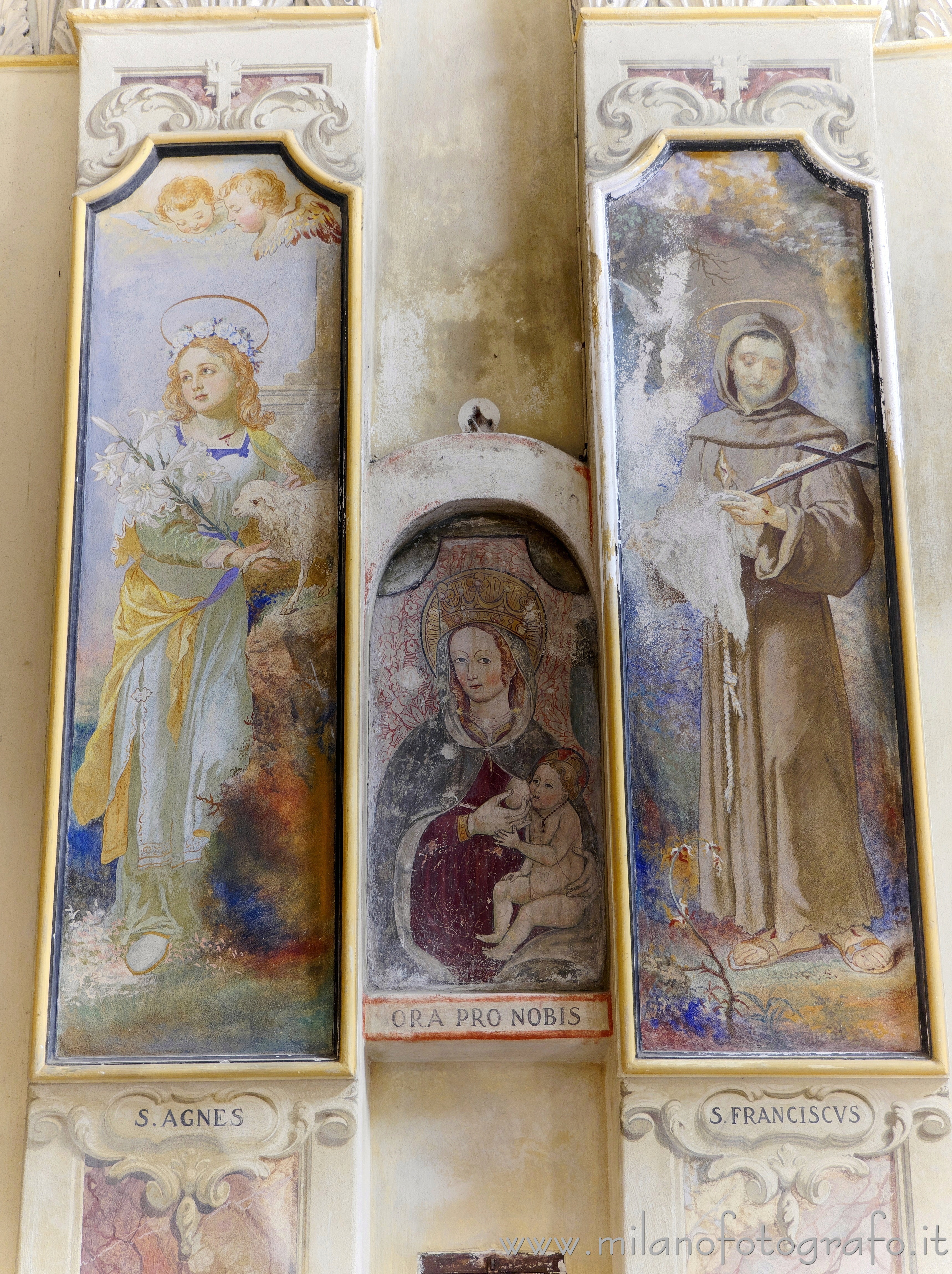 Momo (Novara) - Madonna del Latte fra Santa Agnese e San Francesco nella Chiesa di Santa Maria Assunta  - Foto a piena risoluzione